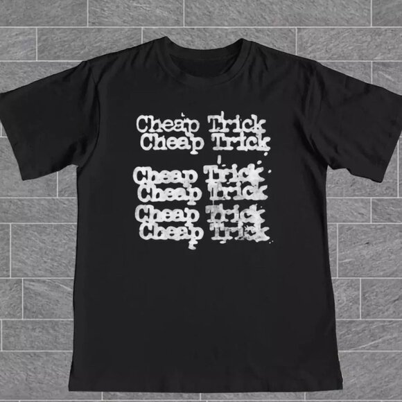 Cheap Trick Hard Rock Band Stacked Logo T-Shirt Short Sleeve Black S-2XL Unisex - Picture 2 of 3